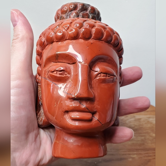 3.3 lbs Red Jasper Crystal Buddha Head, 6 inches - Picture 14 of 15